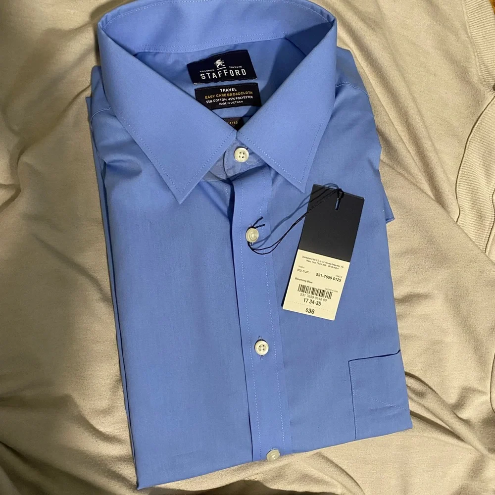 Stafford Men's Blue Dress Shirt - Picture 4 of 4